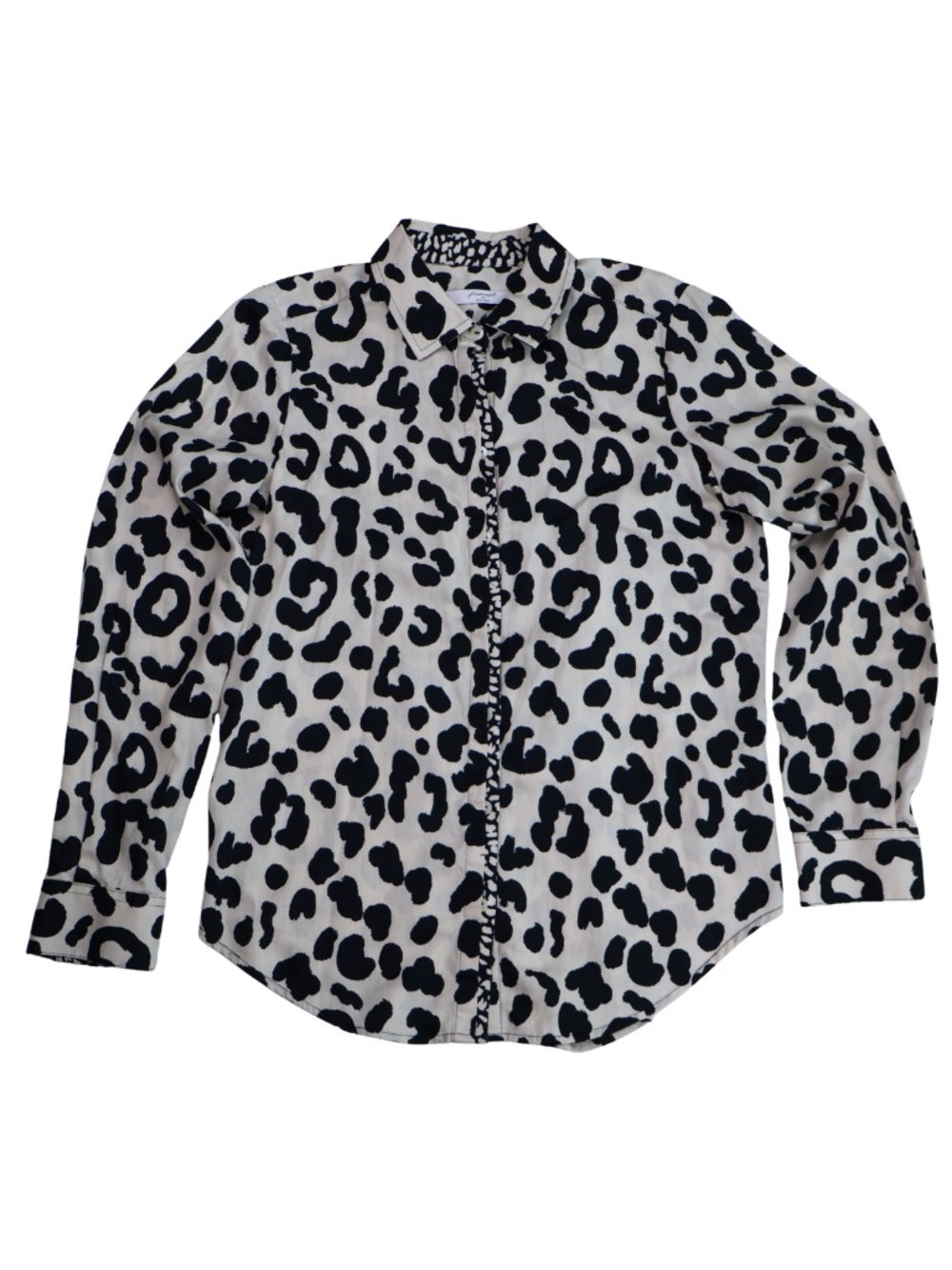 Foxcroft Non Iron Leopard Print Button Up Shirt Womens 4 Animal Print Blouse